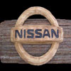 Wooden Nissan logo